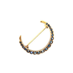 Pre Owned 9ct Sapphire Half Moon Brooch ZU34